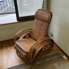 ラタン　籐　家具 椅子 リクライニングチェア　ロッキングチェアの画像