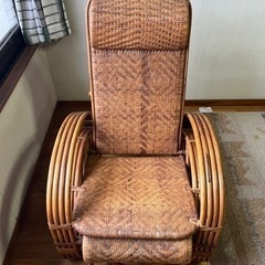 ラタン　籐　家具 椅子 リクライニングチェア　ロッキングチェアの画像