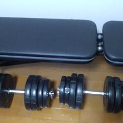 ダンベル18kg×二個、トレーニングベンチの画像