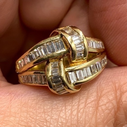 K18 18金　バゲットダイヤ　リング　指輪　5.2g 約11号