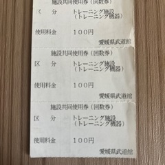 愛媛県武道館のトレーニング施設利用券　100円x5枚　500円分の画像