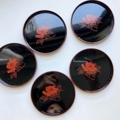 コースター 漆 菊 花 朱 漆器 和雑貨 茶道 お茶 和小物 和...