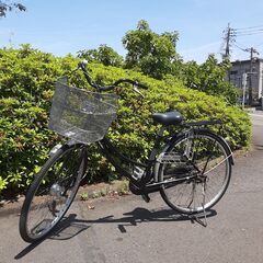 リサイクルショップどりーむ天保山店　No1145　自転車　シルバー　LEDオートライト付き　カゴ付き　２６インチ