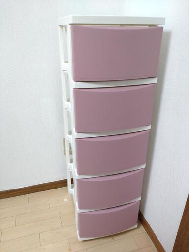 ※決定済み【美品】スリム型 5段 ピンク家具 収納家具 プラチェスト