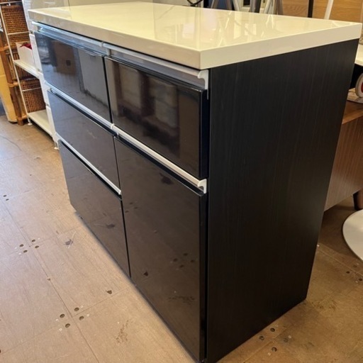 《売約済》【武蔵小山店】 キッチン収納 キッチンカウンター カウンター100 カウンター レンジ台 マーダー レンジボード 食器棚 黒