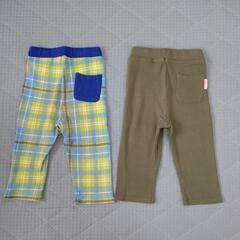 【110サイズ】膝下丈ストレッチズボン2枚セット(グリーン系)の画像