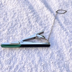 ヴィンテージ　ネクタイピン　緑　瑪瑙 メノウ  シルバー レトロ　黒　タイピンの画像