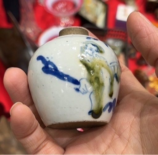 注文 壺茶碗 丹波 白化粧土流し 小壺 茶碗 古美術 古道具 アンティーク 古