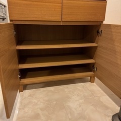 美品 MUJI 無印 天然木 家具 収納家具 キッチン キャビネットの画像