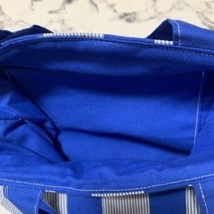 ハンドメイド　ブルー　ストライプ　手提げ鞄の画像