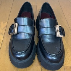 ZARA ザラ 厚底 ローファー バックル ブラック 36の画像