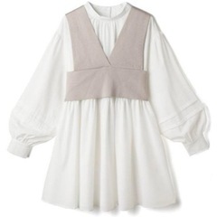 GRL グレイル バックリボンニットビスチェXシャツワンピースセットの画像