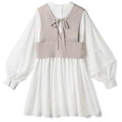 GRL グレイル バックリボンニットビスチェXシャツワンピースセットの画像