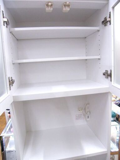 ニトリ スリムレンジボード 幅59×奥42×高さ182cm 白エナメル塗装 COPAIN コンセント付き 食器棚  NITORI 札幌