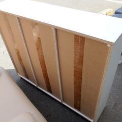 幅113.5㎝ 本棚 扉付き 奥行29×高さ99.5㎝ ホワイト スリム 可動棚板 シェルフ 収納棚 札幌 北20条店の画像