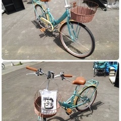● Z) KCD 未使用品! EUROPA simple style シンプルスタイル カゴ付き 24インチ 折りたたみ自転車 低床フレーム 6段変速 ③の画像