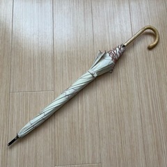 オペークドットクリップ　晴雨兼用　日傘　ハート刺繍　バンブーハンドル　