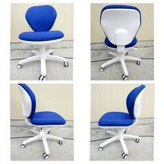 ☆T3024☆NITORI　ワークチェアセルト　WH/BL　オフィスチェア　青　②の画像