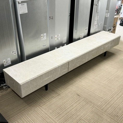 【超美品‼️】定価89,990円♪ 現行モデル ロウヤ 240cm幅ローボード テレビ台 収納家具 大理石調 大川家具 日本製 ホワイ