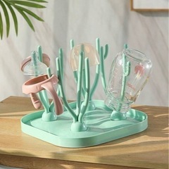 ベビーボトル乾燥ラック トレー付き 大容量 ベビーボトルとおしゃぶり用 パーツ取り外し可能で掃除が簡単ですの画像