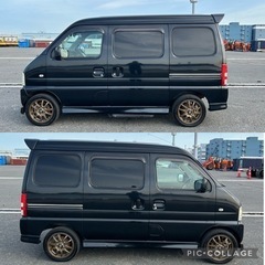 横浜発 スズキ エブリイワゴンH15年(2003年) PZターボ スポーツ DA62W ハイルーフ ブラック 黒の画像