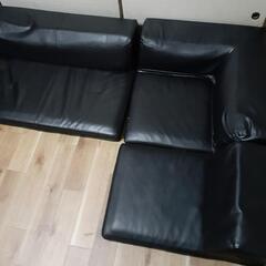 家具 L字型　合皮ローソファ