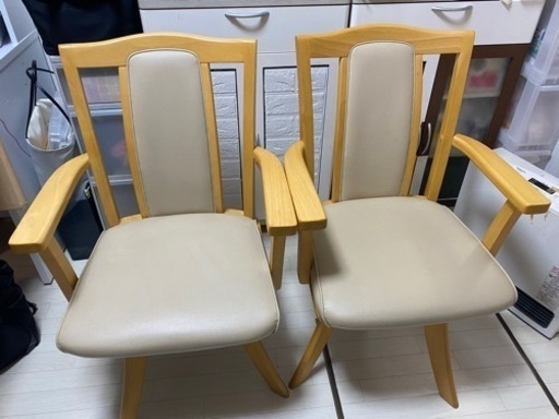 家具 椅子 ダイニングチェア　回転　手すり付き　2脚セット