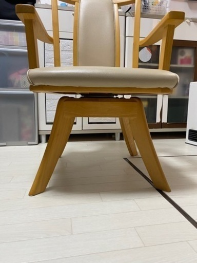 家具 椅子 ダイニングチェア　回転　手すり付き　2脚セット