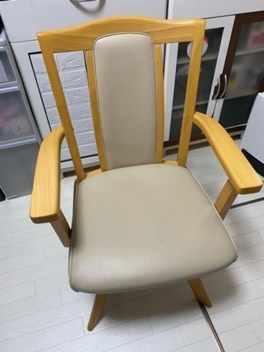 家具 椅子 ダイニングチェア　回転　手すり付き　2脚セット