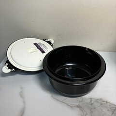 ロ2404-835 富士パックス 圧力弁でおいしく炊ける 電子レンジ用炊飯器 0.5〜2合 ブラック 汚れあり 付属品なし 中古の画像