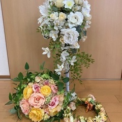 アートフラワー　結婚式用ブーケ　髪飾り