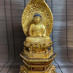 『阿弥陀如来坐像』木彫り　仏像　時代物　高さ38cm
