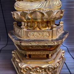 『阿弥陀如来坐像』木彫り　仏像　時代物　高さ38cmの画像