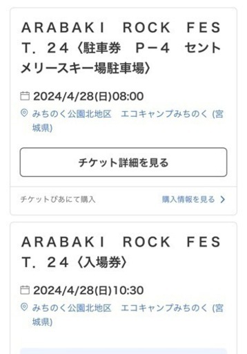 本日中！！アラバキロックフェス2024 28日チケット＋駐車券