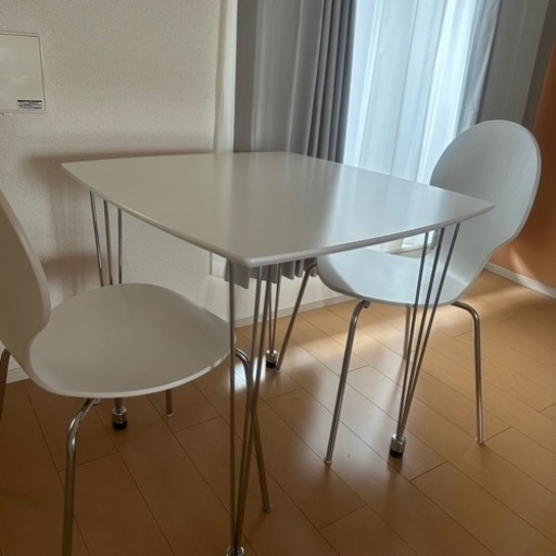 ダイニングテーブルセット2人用 ホワイト