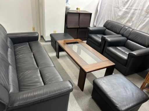 美品！本革応接ソファー5点セット 32,370円