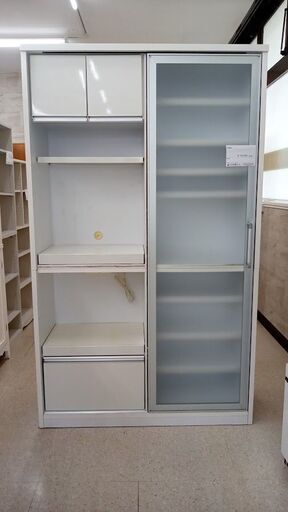 店長値引き★ジモティ割あり★ 有限会社入江木工 食器棚 白 H200×D44×W119.5 クリーニング済み TJ5557