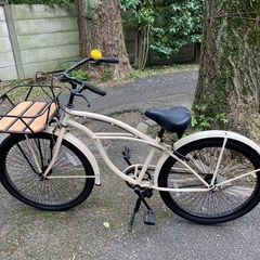 自転車 the PARK ビーチクルーザー　カゴ・チェーン鍵付きの画像