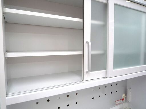 レンジボード キッチンボート 食器棚 横幅 約135cm ホワイト系 ソフト閉止 中古 苫小牧西店