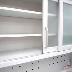 レンジボード キッチンボート 食器棚 横幅 約135cm ホワイト系 ソフト閉止 中古 苫小牧西店の画像