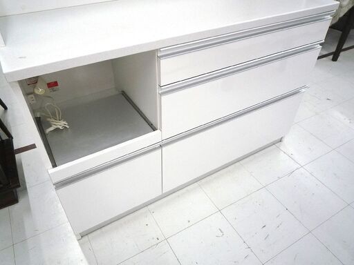 レンジボード キッチンボート 食器棚 横幅 約135cm ホワイト系 ソフト閉止 中古 苫小牧西店