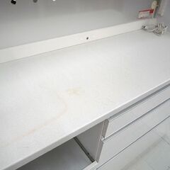 レンジボード キッチンボート 食器棚 横幅 約135cm ホワイト系 ソフト閉止 中古 苫小牧西店の画像