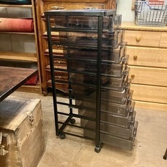 《売約済》【武蔵小山店】 　収納ケース 10段  クリアケース ブラック 小物収納 書類収納 大容量 収納 スキマ収納 事務所の画像