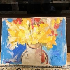 きいろい花 油絵 佐藤画