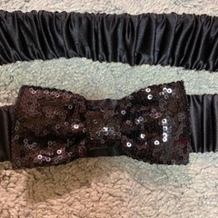 ベルト　リボン　スパンコール　黒　レディース　の画像