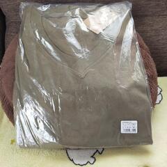 アンドイット 袖フレア Vネック コットン ロングカットソー カーキ LLサイズの画像