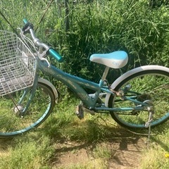 自転車マウンテンバイク子供用22インチ水色シマノ