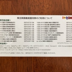 109CINEMAS 映画鑑賞優待券(割引券)の画像