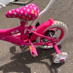 AVIGO トイザらス 子供用自転車 キッズバイク 補助輪付き ピンク ホワイト 手押し付き ガールズ カゴありの画像