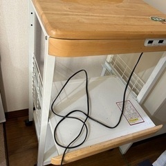 電源タップ付　天然木　レンジ台の画像
